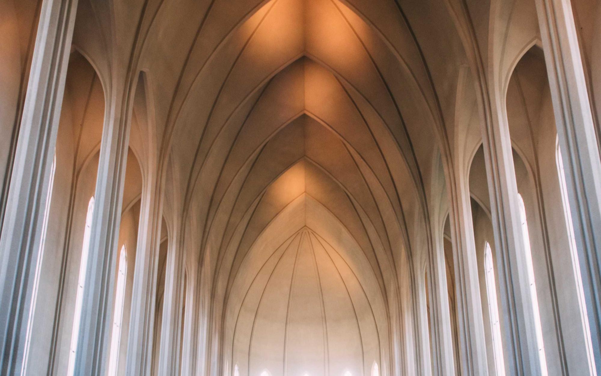 Vaulted interior arches receding in perspective